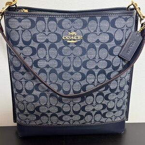 COACH Denim Signature Print Shoulder/Crossbody with Dusty